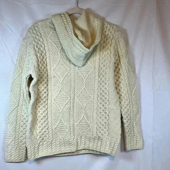 Blarney Woollen Mill Hooded Sweater 100% Merino Wool Aran Hoodie Ireland Medium - Picture 2 of 7